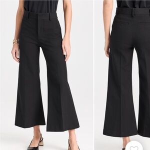 Frame Denim Black Cropped Wide-Leg Pants